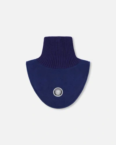 Deux Par Deux Kids Gender Inclusive Polar Fleece And Knit Neckwarmer In Blue