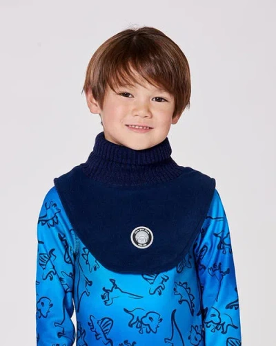 Deux Par Deux Kids Gender Inclusive Polar Fleece And Knit Neckwarmer In Blue