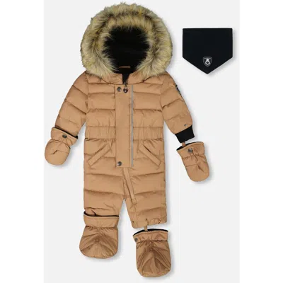Deux Par Deux Gender Inclusive One-piece Original Puffy Snowsuit In Orange