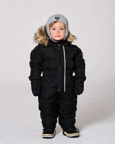 Deux Par Deux Gender Inclusive One-piece Original Puffy Snowsuit In Black