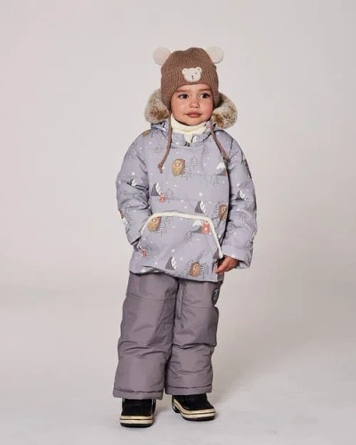 Deux Par Deux Two-piece Snug Snowsuit In Gray