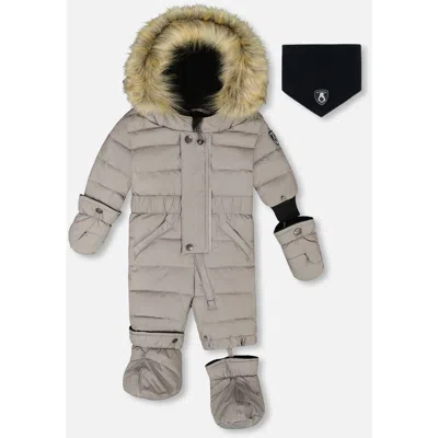 Deux Par Deux Gender Inclusive One-piece Original Puffy Snowsuit In Gray