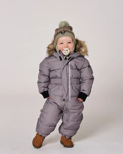 Deux Par Deux Gender Inclusive One-piece Original Puffy Snowsuit In Gray