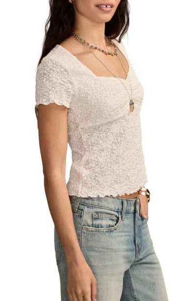 Lucky Brand Women's Textured Sweetheart Neck Babydoll Top In Neutral