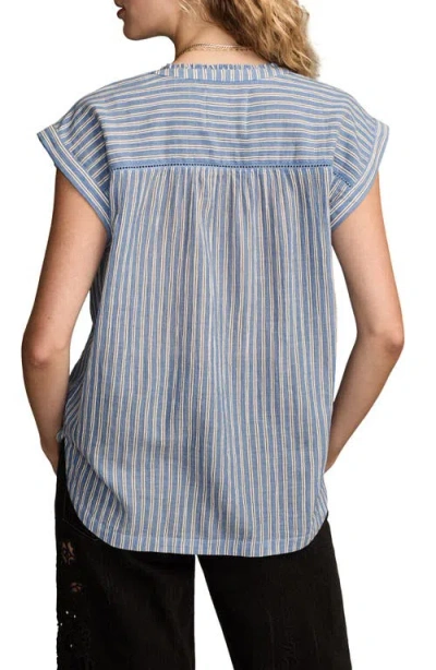 Lucky Brand Women's Dolman Ruffle Button Down Top In Blue