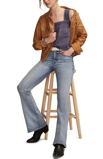 Lucky Brand Women's Eyelet Swing Tank Top In Purple