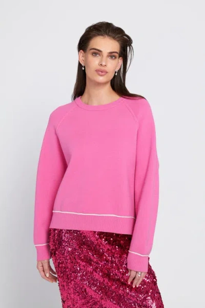 Elle Collection Knit Sweatshirt Pullover In Pink