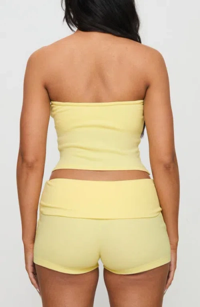 Princess Polly Baseline Strapless Rib Stretch Cotton Top In Yellow