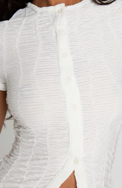 Princess Polly Suzu Textured Button-up Top In White