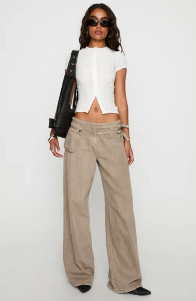 Princess Polly Suzu Textured Button-up Top In White