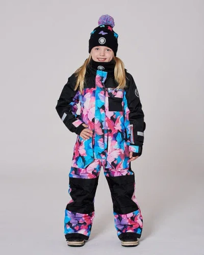 Deux Par Deux One-piece Play Snowsuit Butterfly In Black