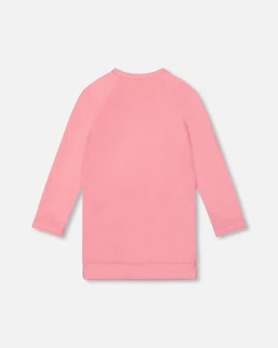 Deux Par Deux Super Soft Tunic Tee With Embroidered Pockets In Pink