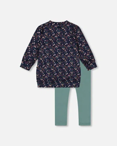 Deux Par Deux Tunic And Leggings Set In Blue