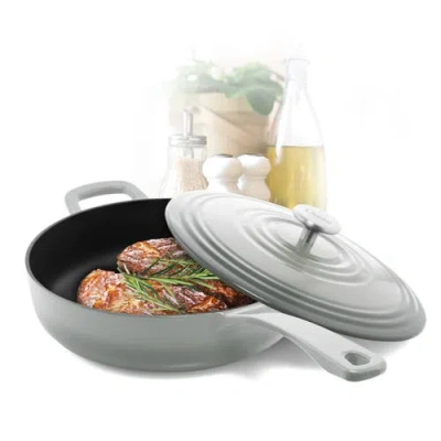Chantal 5 Qt. Round Cast-iron Saute Skillet W/ Lid In Gray
