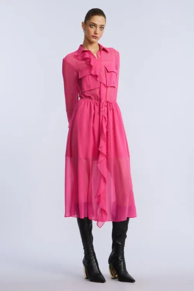 Bcbg Solid Ruffle Dress In Pink
