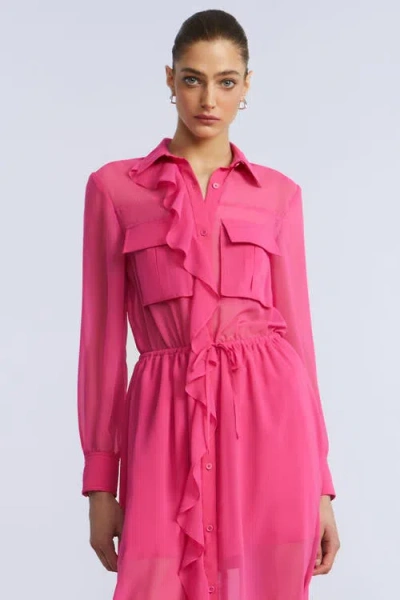 Bcbg Solid Ruffle Dress In Pink