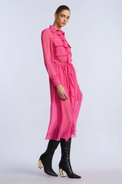 Bcbg Solid Ruffle Dress In Pink
