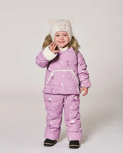 Deux Par Deux One-piece Snug Snowsuit Designed For Car Seat Bear In Purple