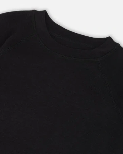 Deux Par Deux Kids Gender Inclusive Merino Wool Base Layer Set In Black