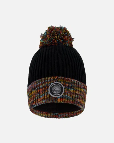 Deux Par Deux Lined Knit Winter Hat With Pompom In Animal Print