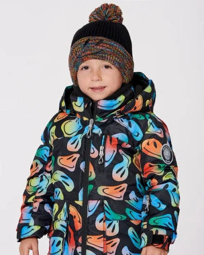 Deux Par Deux Lined Knit Winter Hat With Pompom In Animal Print