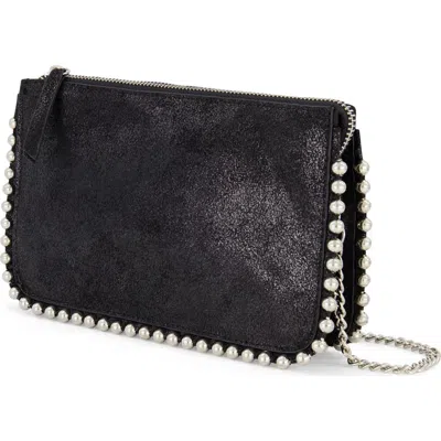 Elle Collection Silver Trimmed Wallet On Chain Clutches Bag In Black