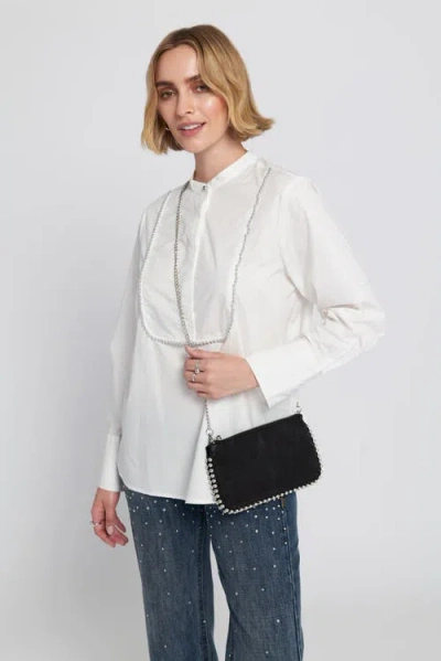 Elle Collection Silver Trimmed Wallet On Chain Clutches Bag In Black