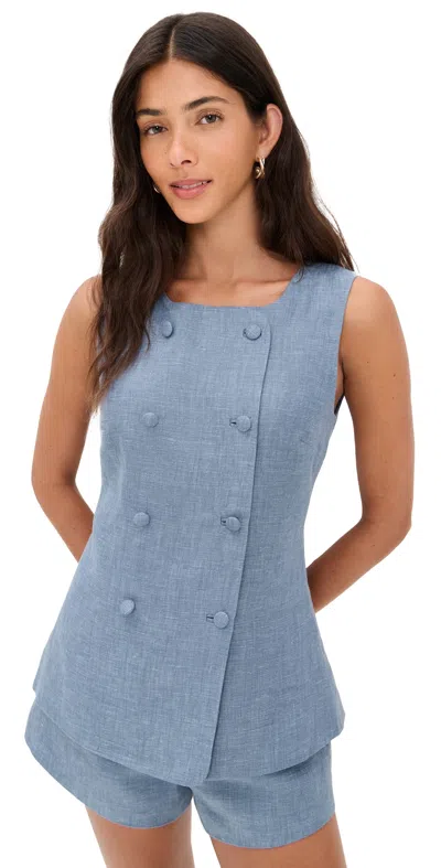 Posse Linen Thea Waistcoat In Blue