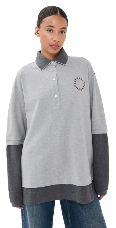 Stella Mccartney Oversized Polo Shirt Collared Neck In Gray