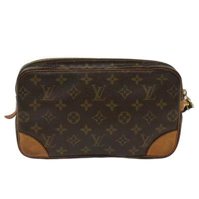 Pre-owned Louis Vuitton Marly Dragonne Brown Canvas Clutch Bag ()