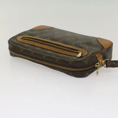 Pre-owned Louis Vuitton Marly Dragonne Brown Canvas Clutch Bag ()