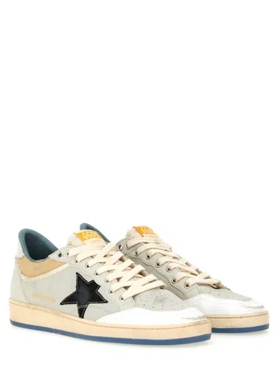 Golden Goose Ballstar Nabuk And Nylon Upper Crack Leather Toe Nylon Tongue Nabuk Star Laminated Heel Leather Spur In Gray