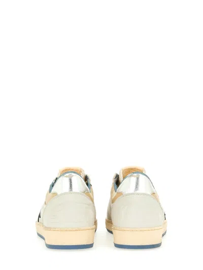 Golden Goose Ballstar Nabuk And Nylon Upper Crack Leather Toe Nylon Tongue Nabuk Star Laminated Heel Leather Spur In Gray