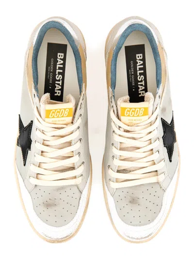 Golden Goose Ballstar Nabuk And Nylon Upper Crack Leather Toe Nylon Tongue Nabuk Star Laminated Heel Leather Spur In Gray