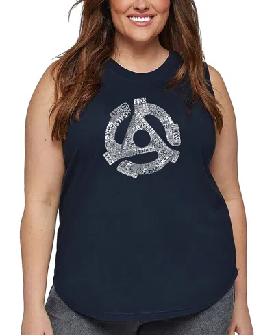 La Pop Art Plus Size Record Adapter Word Art Tank Top In Blue