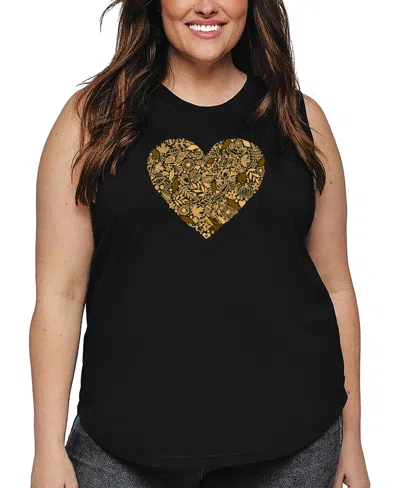 La Pop Art Plus Size Fall Vibes Word Art Tank Top In Black