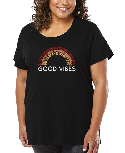 La Pop Art Plus Size Good Vibes Word Art T-shirt In Black