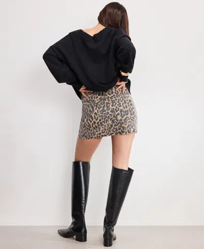 Good American Womens Leo Good 90's Denim Mini Skirt Lucky Leopard001 In Multi