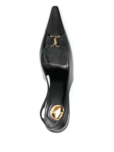 Saint Laurent Women Babylone Breteuil Open Back Pump In Smooth Leather In Black