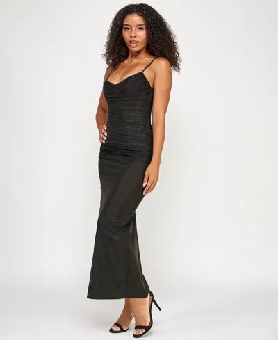 Seni & Cade Juniors' Sleeveless Lace Trim Corset Dress In Black