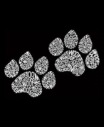 La Pop Art Plus Size Woof Paw Prints Word Art Tank Top In Black