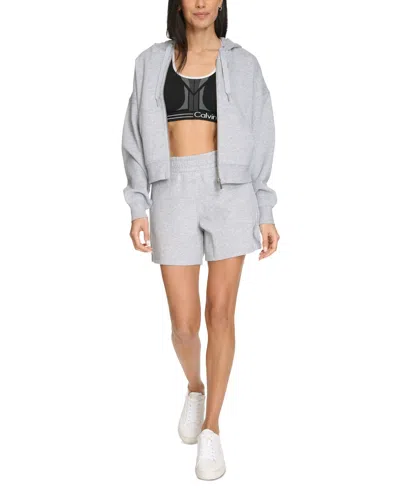 Calvin Klein Women's Smocked Waistband Midi Shorts In Gray