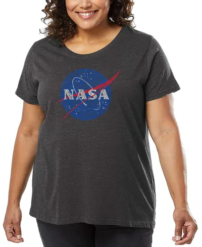 La Pop Art Plus Size Nasa's Most Notable Missions Word Art T-shirt In Gray
