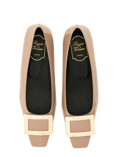 Roger Vivier Belle Vivier Square Button Flat Sole Shoes
