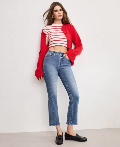 Good American Good Legs Cropped Mini Bootcut Jeans In Indigo 917 In Blue