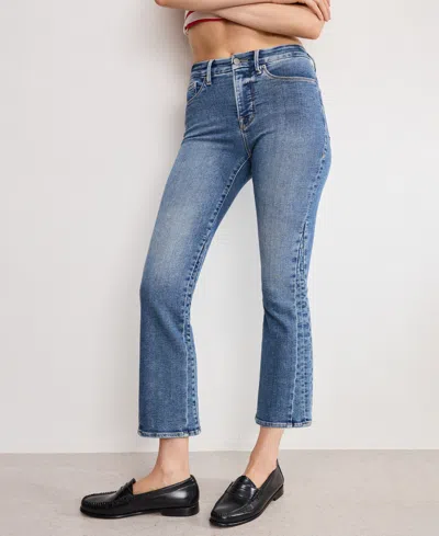 Good American Good Legs Cropped Mini Bootcut Jeans In Indigo 917 In Blue