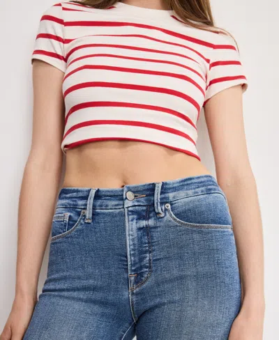 Good American Good Legs Cropped Mini Bootcut Jeans In Indigo 917 In Blue