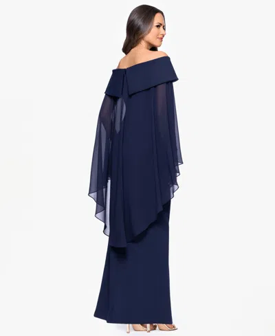 Xscape Women's Long Sleeve Maxi Dress In Blue