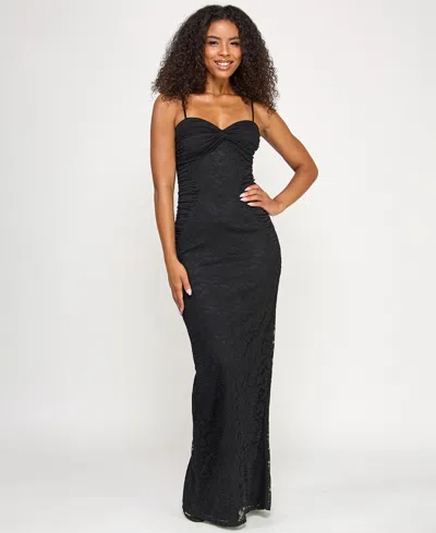 Seni & Cade Juniors' Front Twist Bandeau Bodice Gown In Black