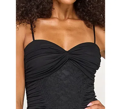 Seni & Cade Juniors' Front Twist Bandeau Bodice Gown In Black